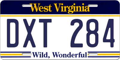 WV license plate DXT284