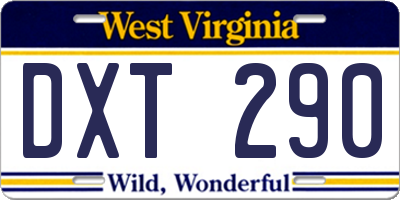 WV license plate DXT290