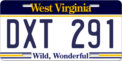 WV license plate DXT291