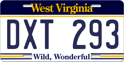 WV license plate DXT293