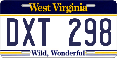 WV license plate DXT298