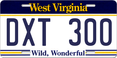 WV license plate DXT300