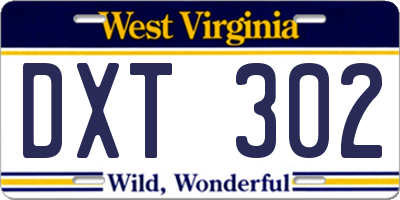 WV license plate DXT302
