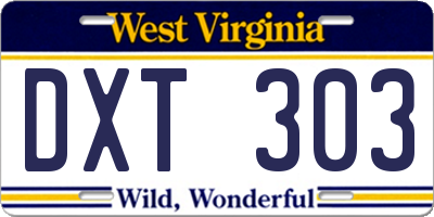 WV license plate DXT303
