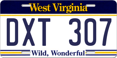 WV license plate DXT307
