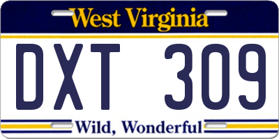 WV license plate DXT309
