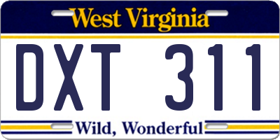 WV license plate DXT311