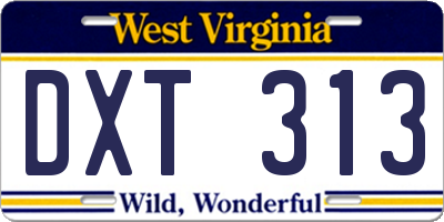 WV license plate DXT313
