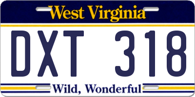 WV license plate DXT318
