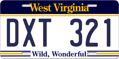 WV license plate DXT321