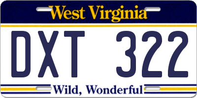 WV license plate DXT322
