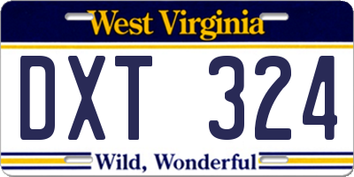 WV license plate DXT324