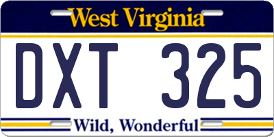 WV license plate DXT325