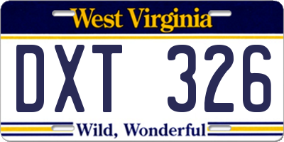 WV license plate DXT326