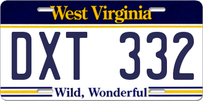WV license plate DXT332