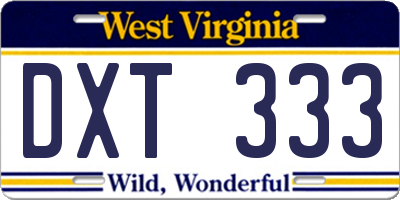 WV license plate DXT333