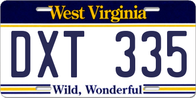 WV license plate DXT335