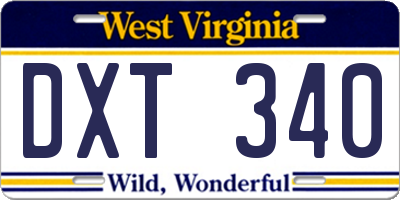 WV license plate DXT340