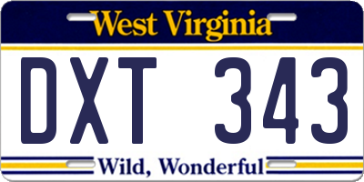 WV license plate DXT343