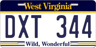 WV license plate DXT344