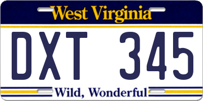 WV license plate DXT345