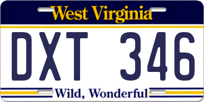 WV license plate DXT346