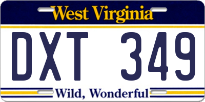 WV license plate DXT349