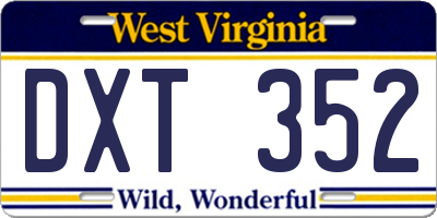 WV license plate DXT352