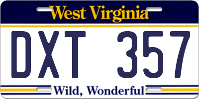 WV license plate DXT357