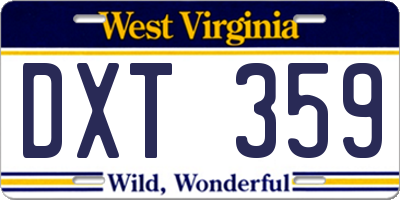 WV license plate DXT359