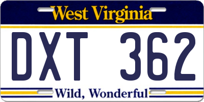 WV license plate DXT362