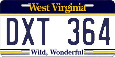WV license plate DXT364