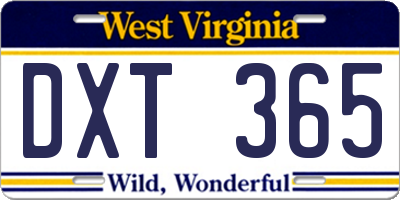 WV license plate DXT365