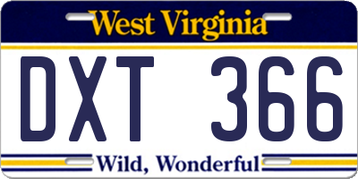 WV license plate DXT366