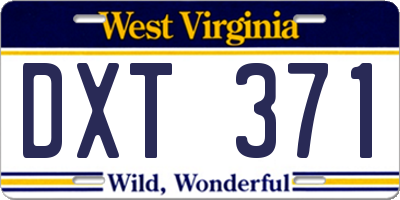WV license plate DXT371