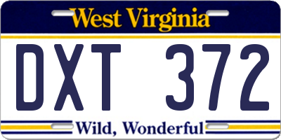 WV license plate DXT372
