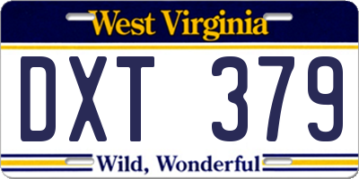 WV license plate DXT379