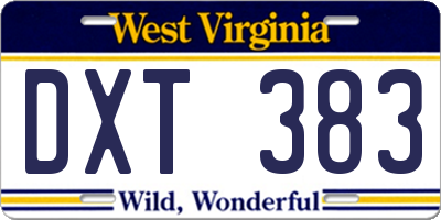 WV license plate DXT383