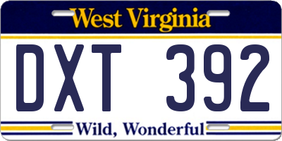 WV license plate DXT392