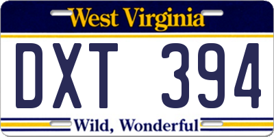WV license plate DXT394