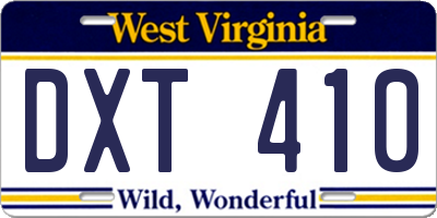 WV license plate DXT410