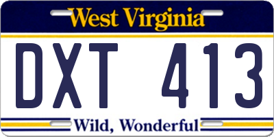 WV license plate DXT413