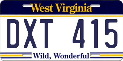 WV license plate DXT415