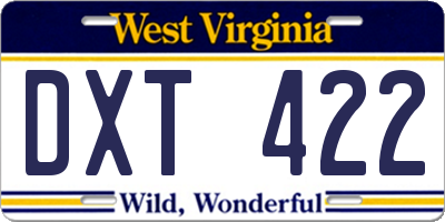 WV license plate DXT422