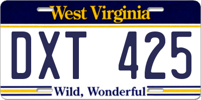 WV license plate DXT425