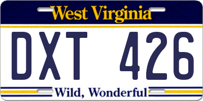 WV license plate DXT426