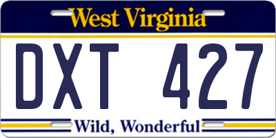 WV license plate DXT427
