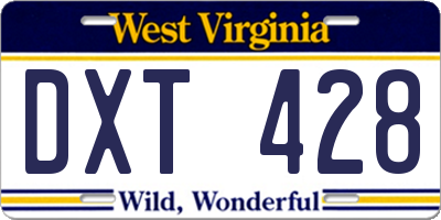 WV license plate DXT428