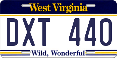 WV license plate DXT440