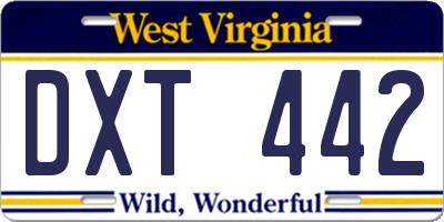 WV license plate DXT442